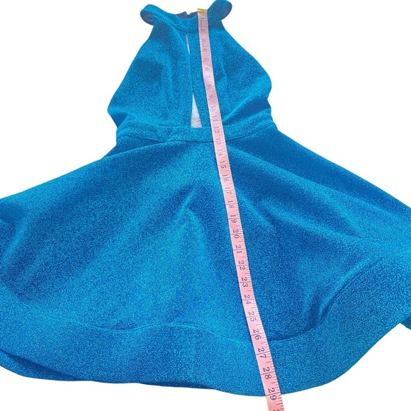Luxxel Sz S Women's Blue‎ Sparkle Halter Open Back Flared Skirt Dress NWT - Picture 12 of 13